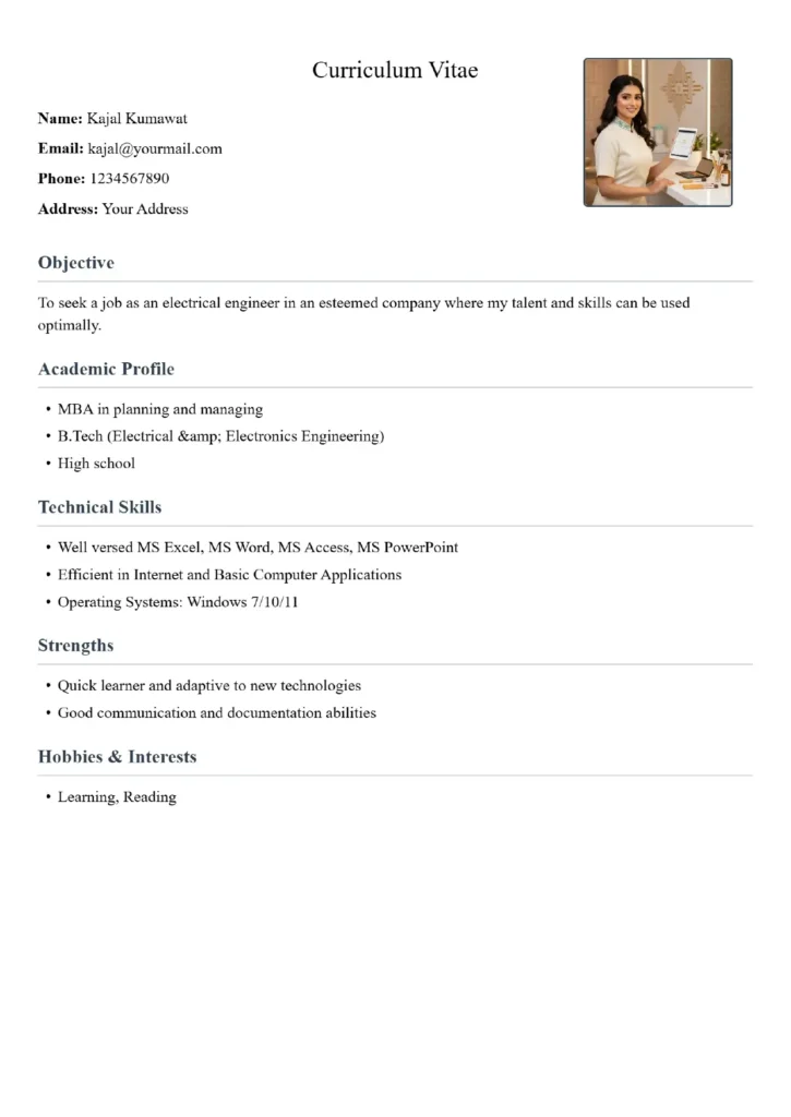 Electrical Engineer Resume Format