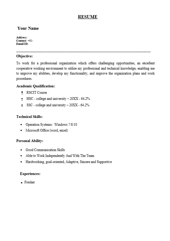 Store Keeper Resume Format 