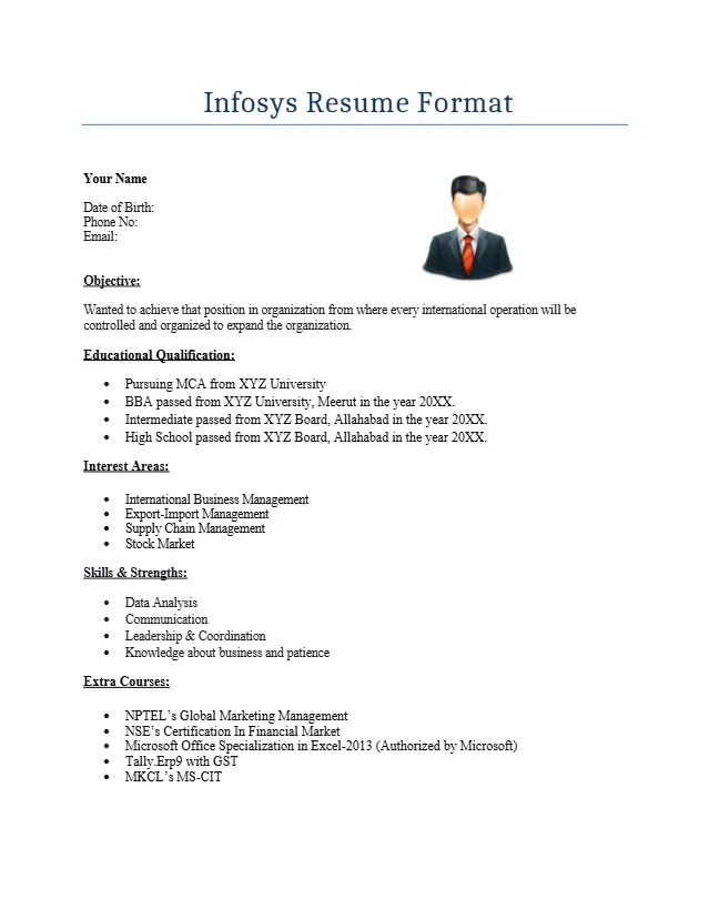Infosys Resume Format