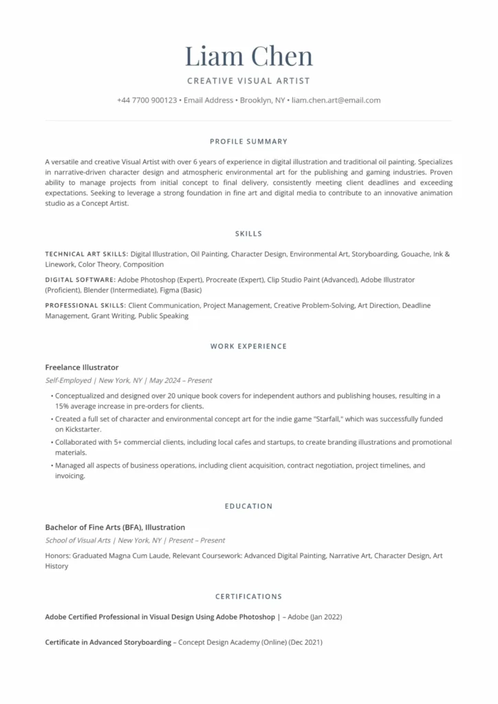 Artist CV Template