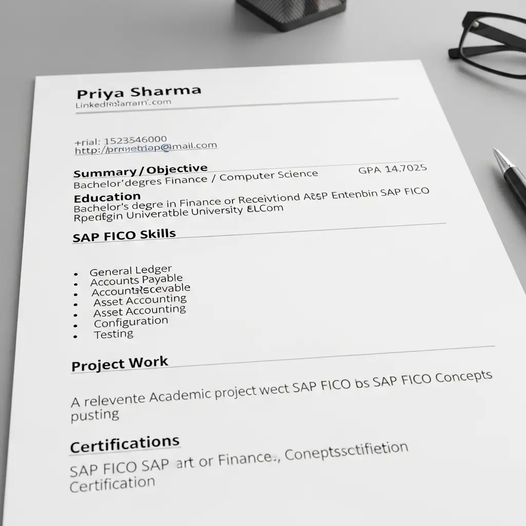 SAP FICO Fresher Resume Format