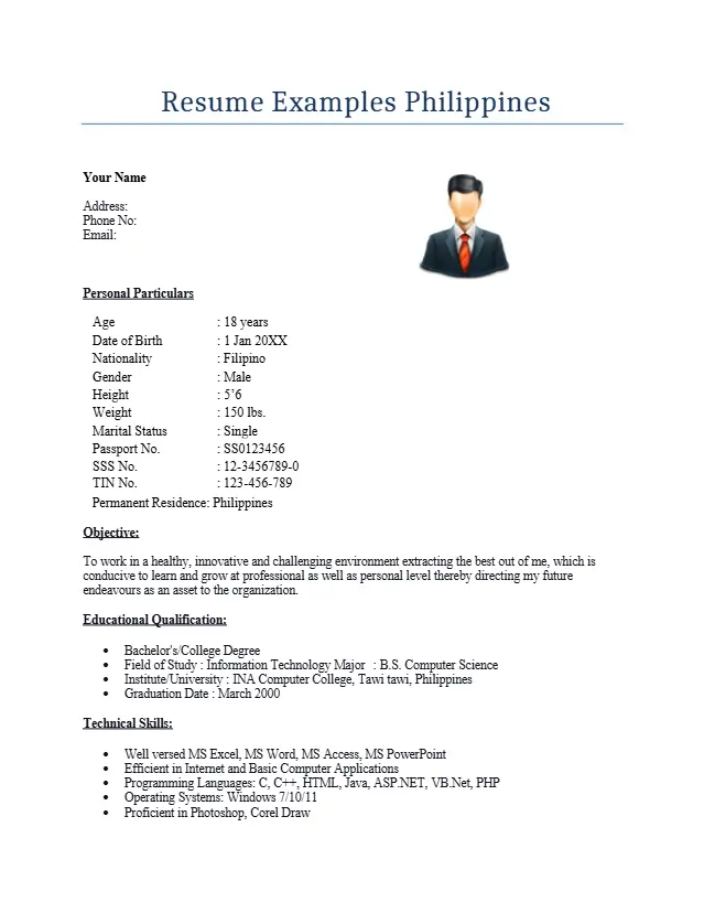 Resume Sample Philippines