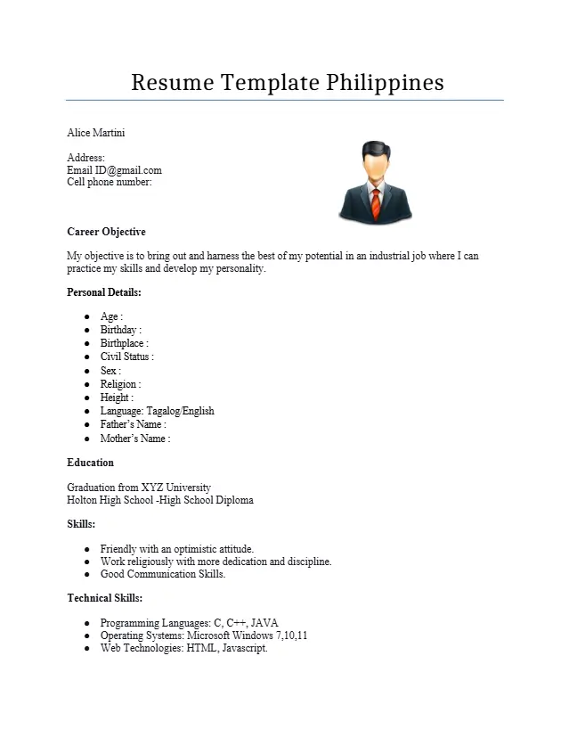 Resume Sample Philippines